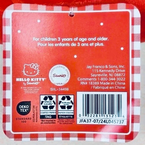 HELLO KITTY Sanrio Santa Christmas Holiday Plush Pillow Cushion 18” HTF New - Picture 6 of 6